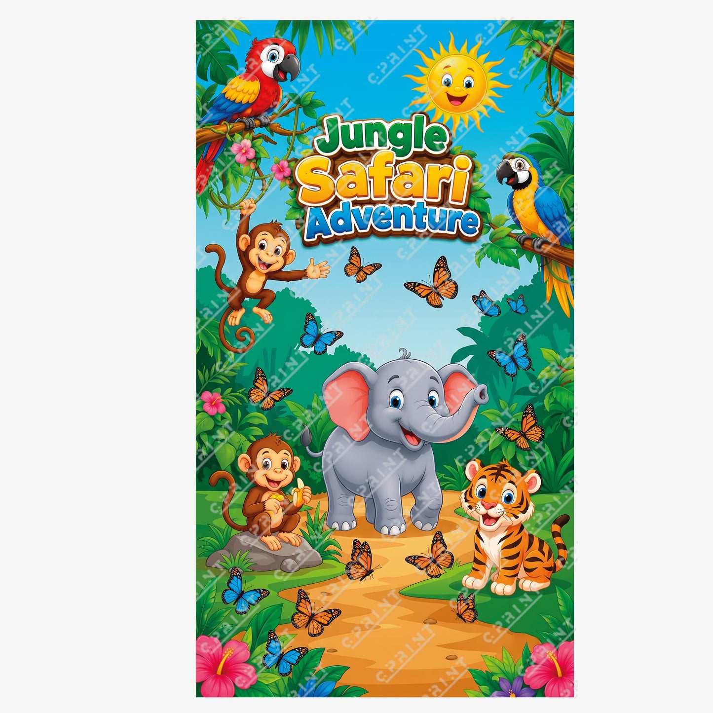 Safari Adventure Birthday Party Backdrop