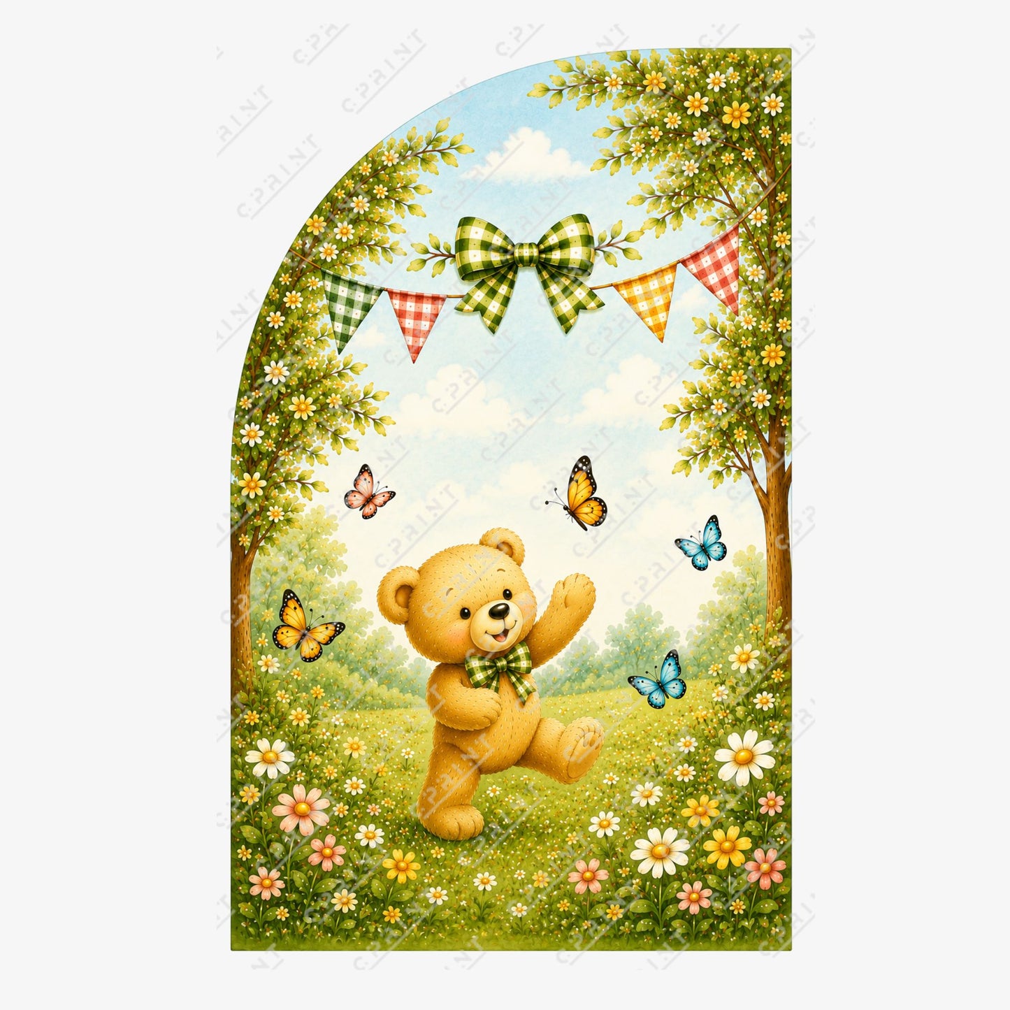 Teddy Bear Picnic Left Offset Arch Backdrop