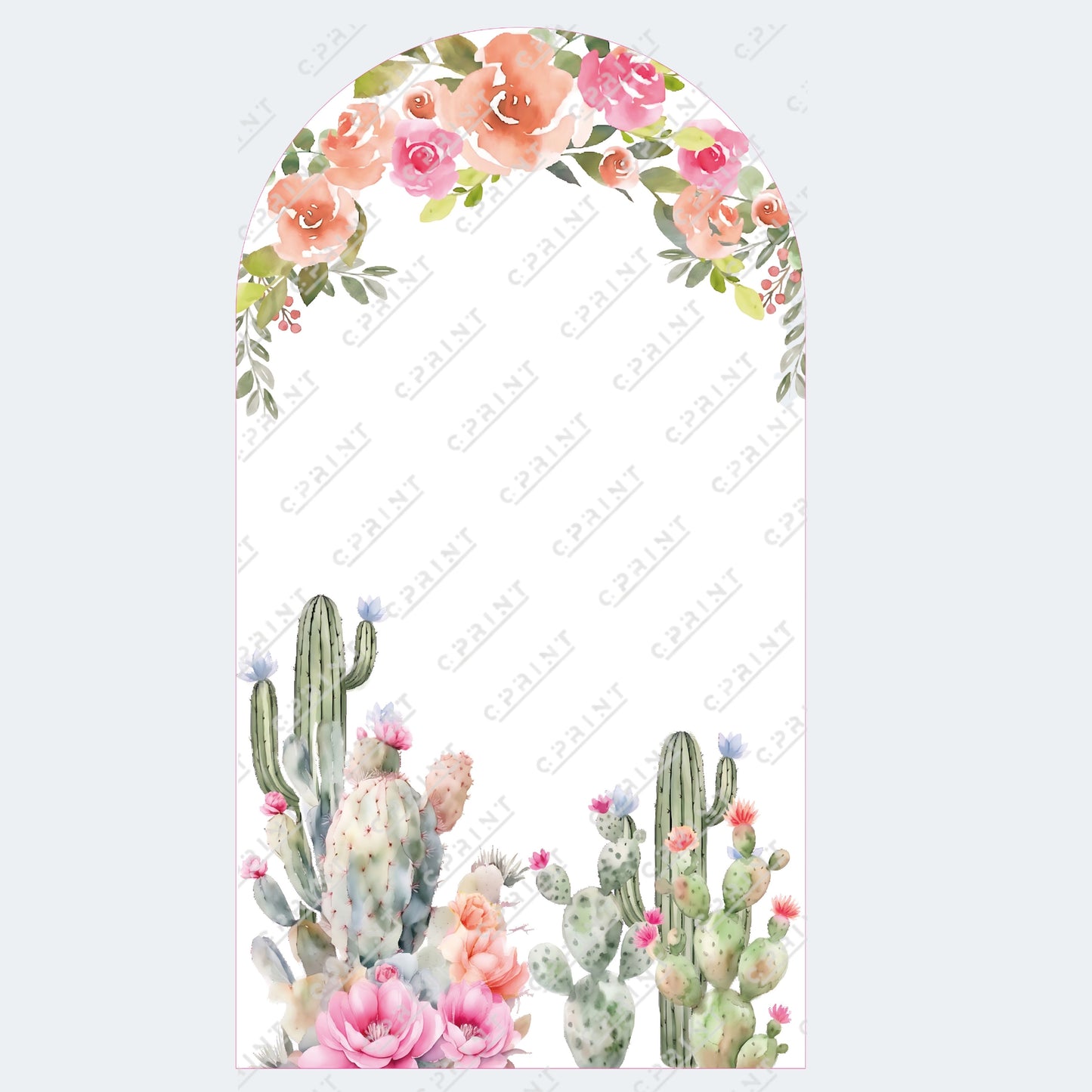 Cactus & Flowers Backdrop