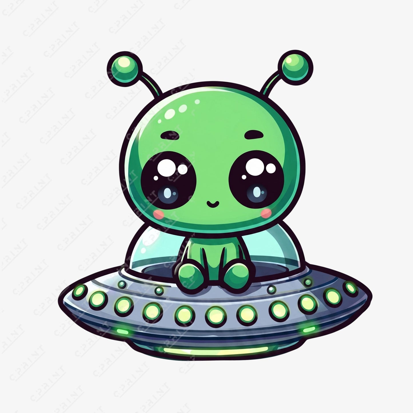 Cute Baby Alien in UFO Cardboard Cutout – Space Birthday Party Standee