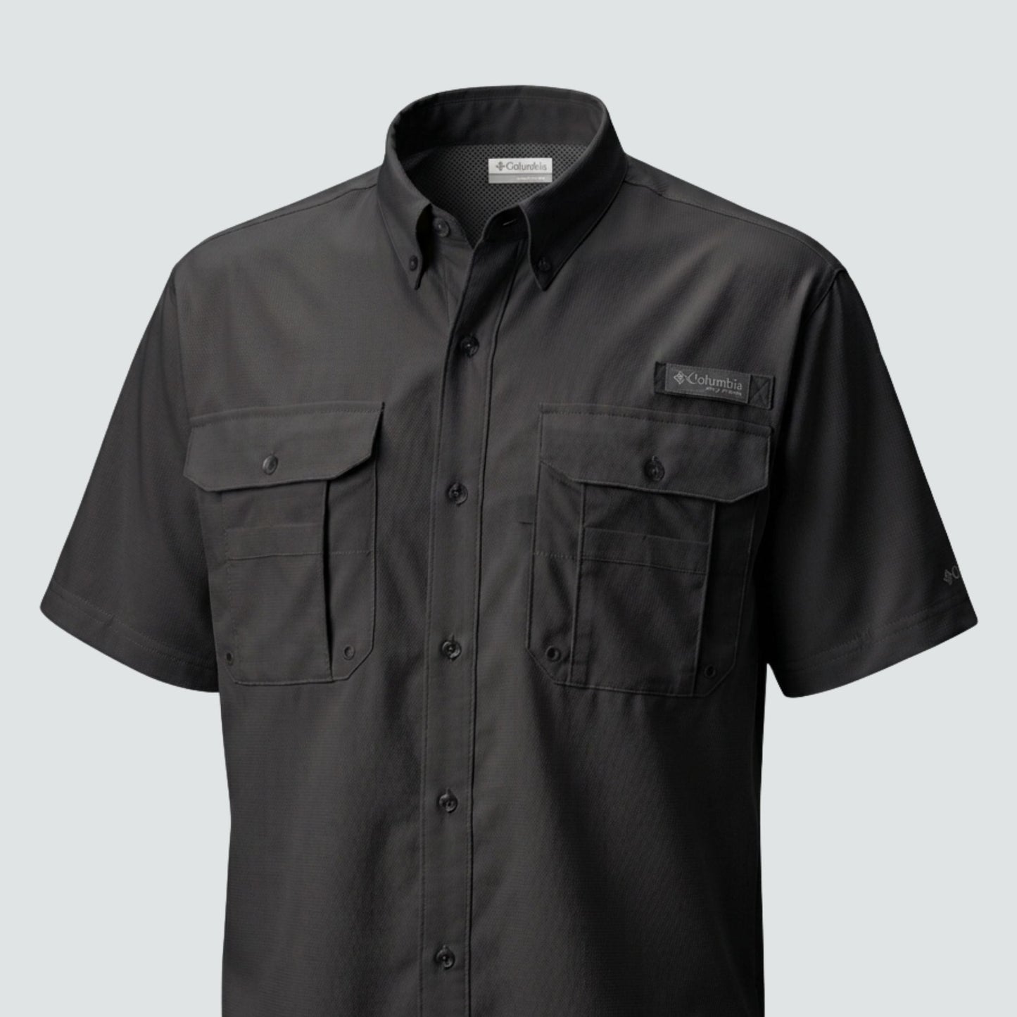 Columbia Tamiami II Short Sleeve Shirt - Black - embroidery - C Print USA