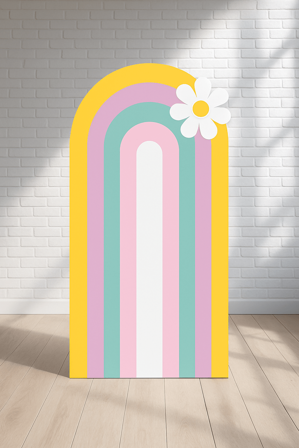 Pastel Color Arch with Daisy Flower Backdrops by theme - C Print USA