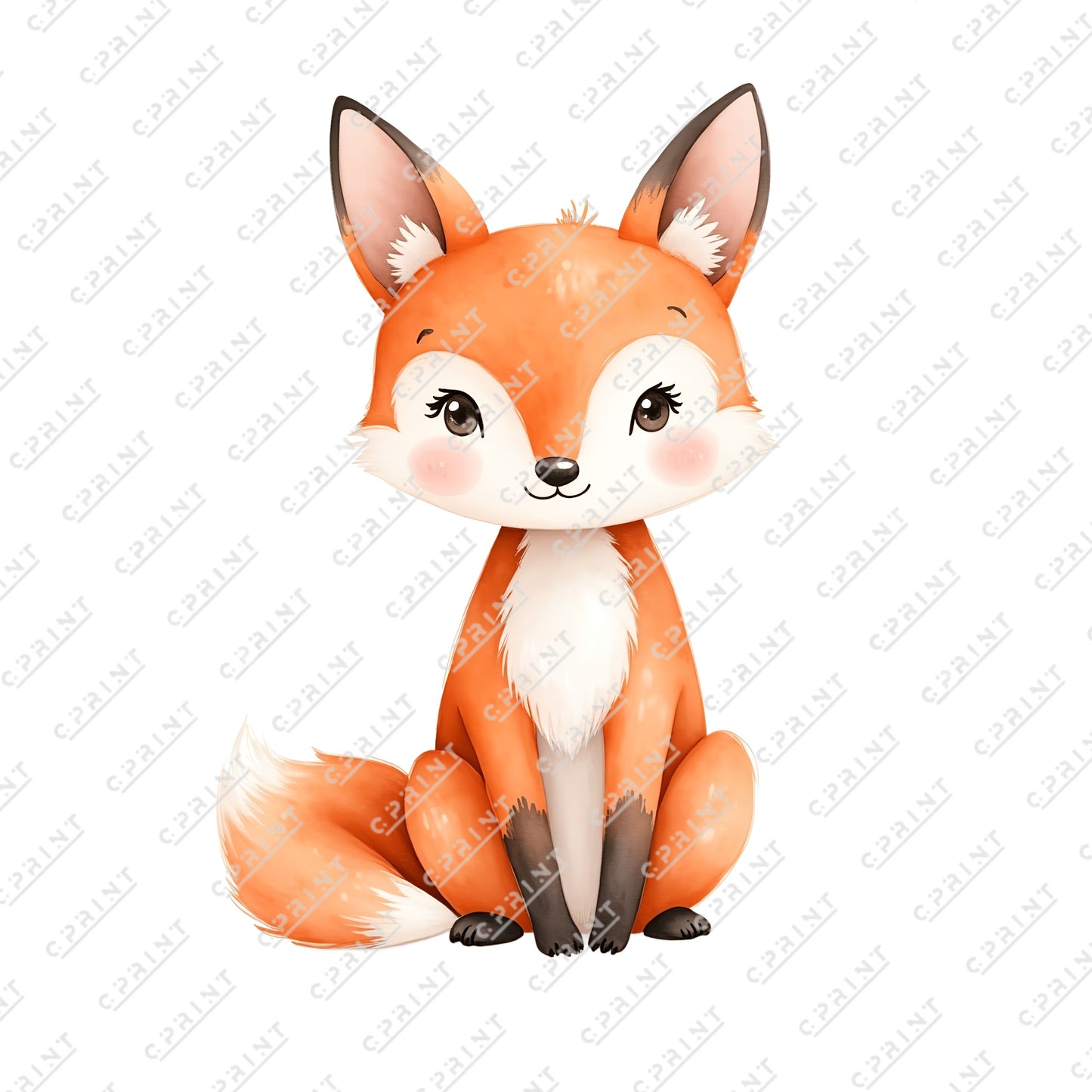 Cute Watercolor Baby Fox