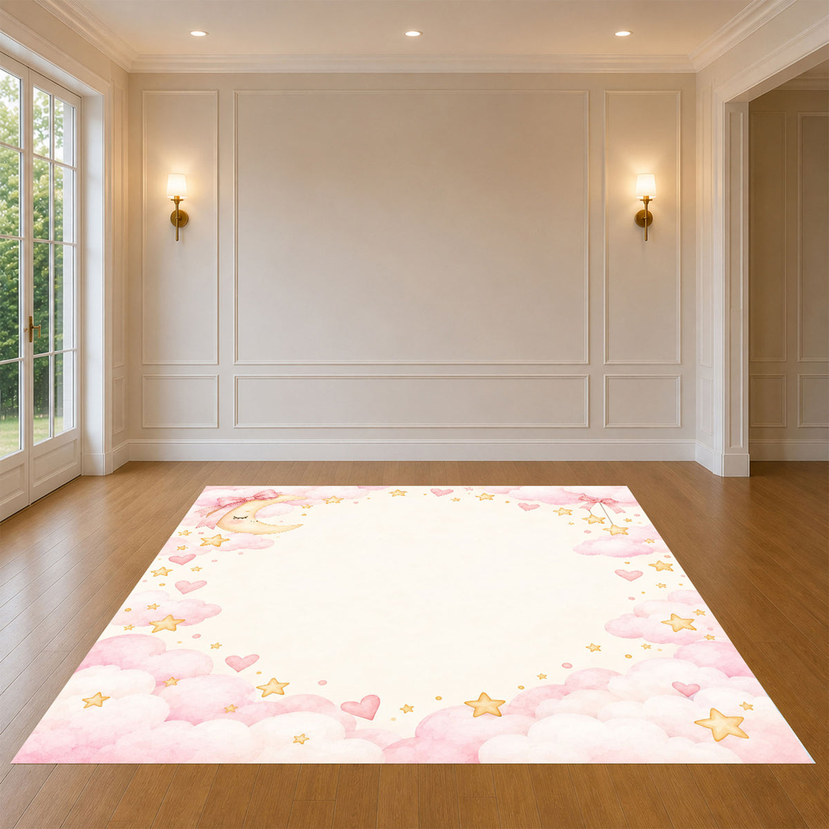 Moon & Clouds Printed Party Floor Decals for Event