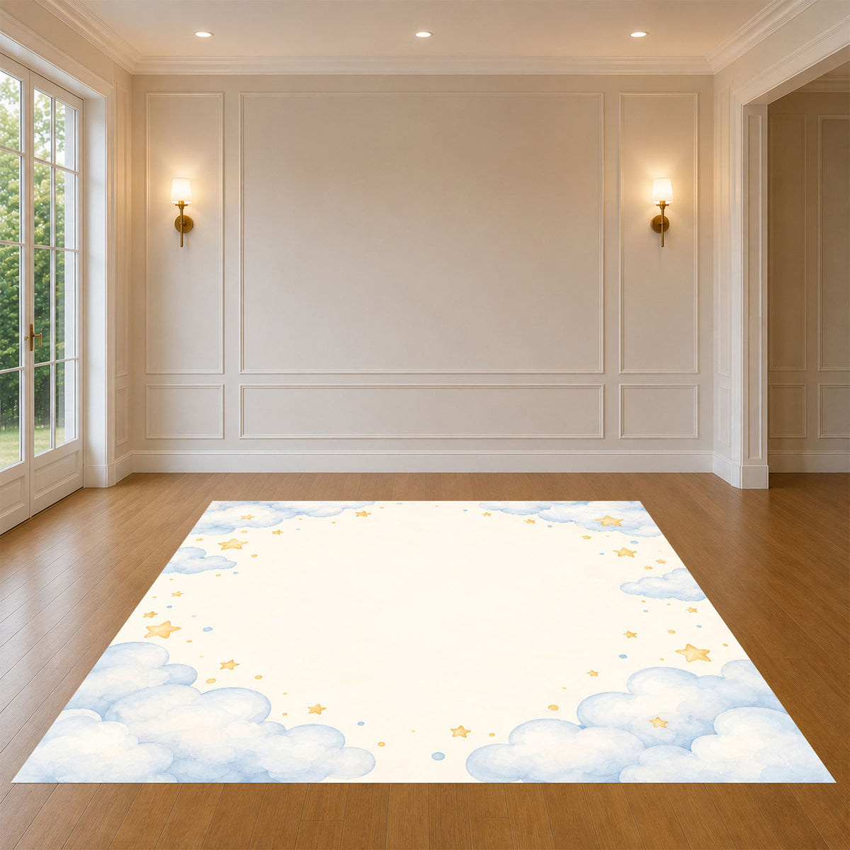 Moon & Clouds Printed Party Floor Decals for Event