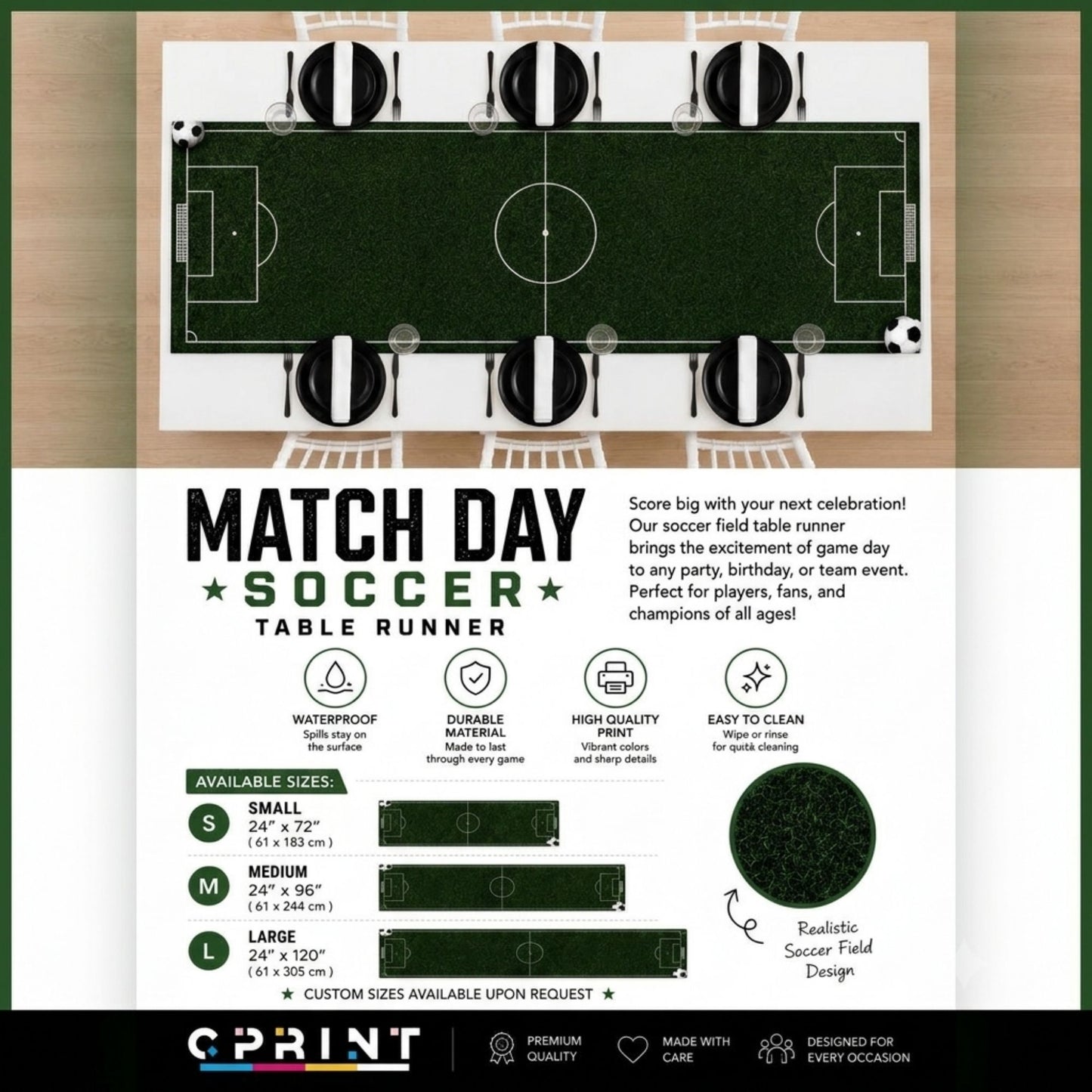 Match Day Soccer Table Runner