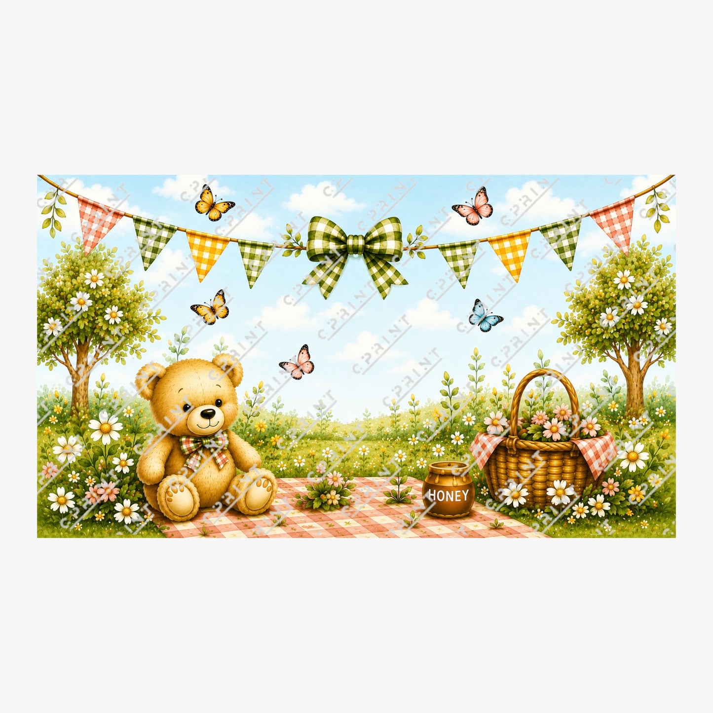 Teddy Bear Picnic Horizontal Backdrop