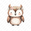 Cute Watercolor Owl with Floral Crown