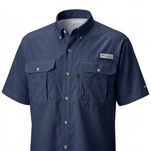 Columbia Tamiami II Short  Sleeve Shirt  - Collegiate Navy - embroidery