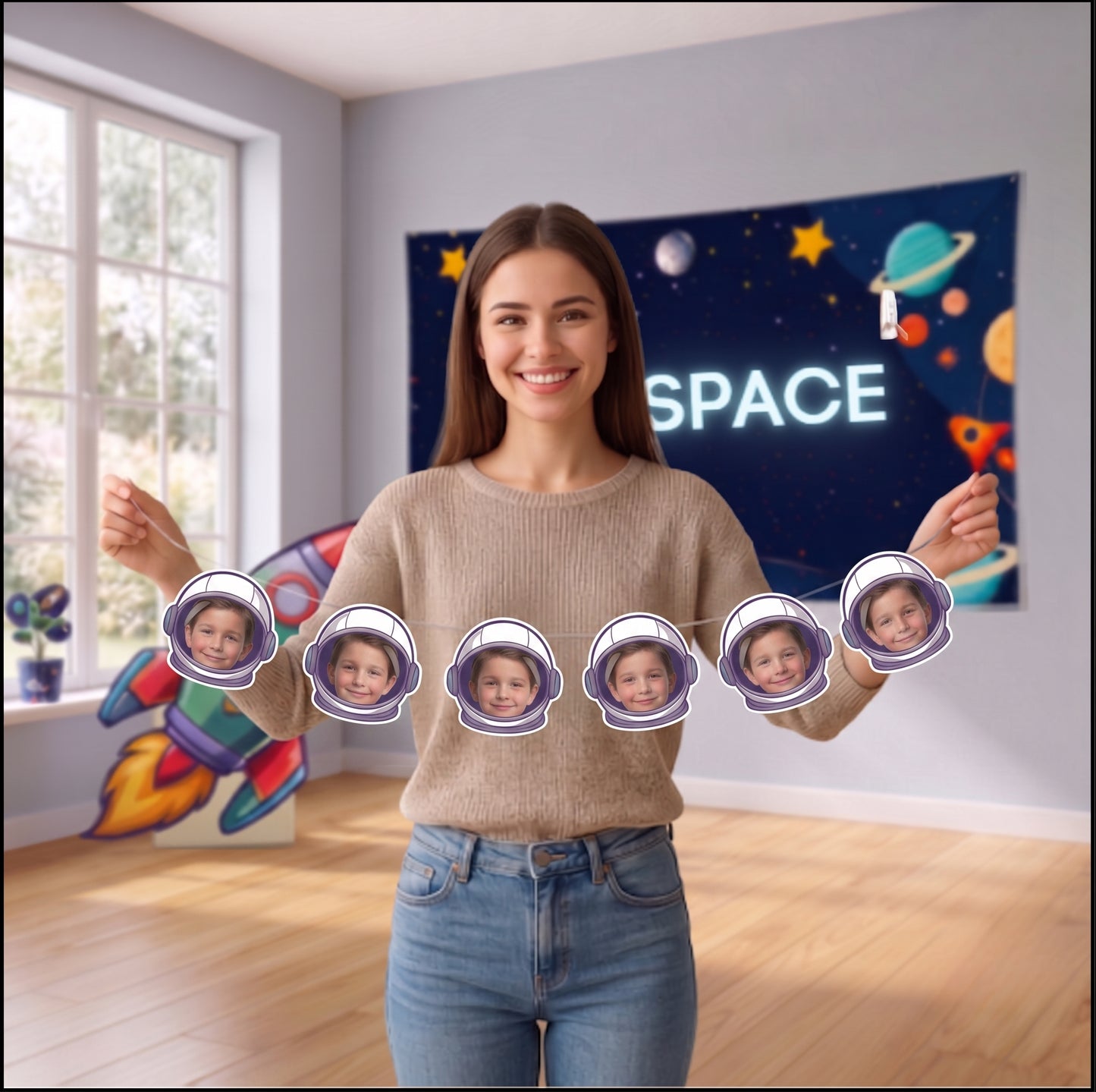 Space Adventure - Upload Your Face Garland