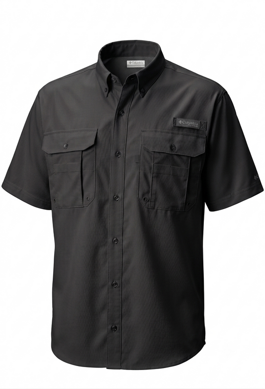Columbia Tamiami II Short  Sleeve Shirt  - Black - embroidery