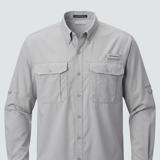 Columbia Fishing Shirt - Cool Grey- embroidery - C Print USA