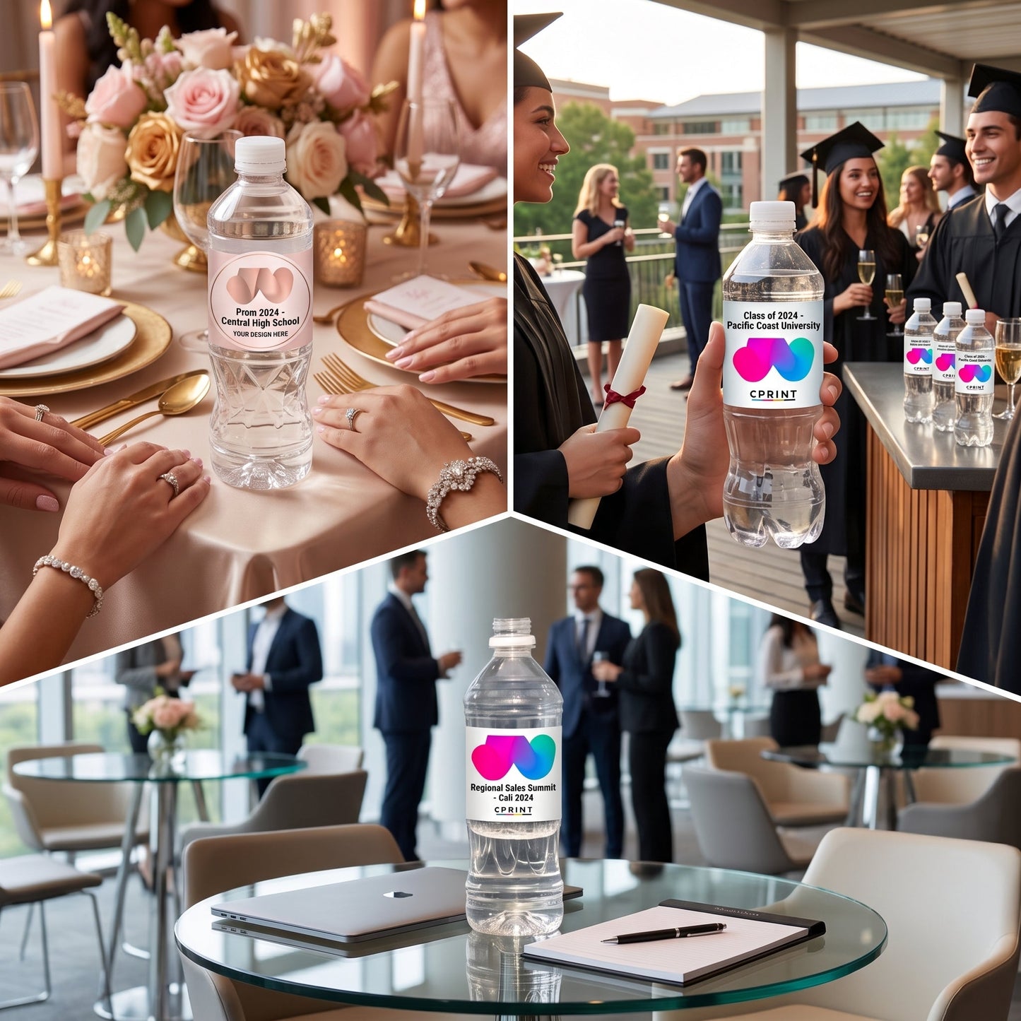 Customize Water Bottles Stickers 8x2 Inch - C Print USA
