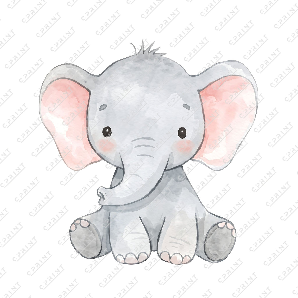 Cute Watercolor Baby Elephant - C Print USA