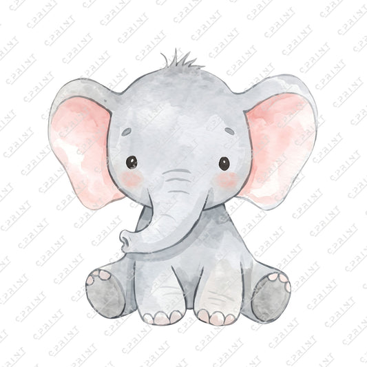 Cute Watercolor Baby Elephant - C Print USA