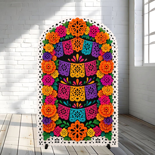 Día de los Muertos Mexican Folk Floral Arch Backdrop - C Print USA