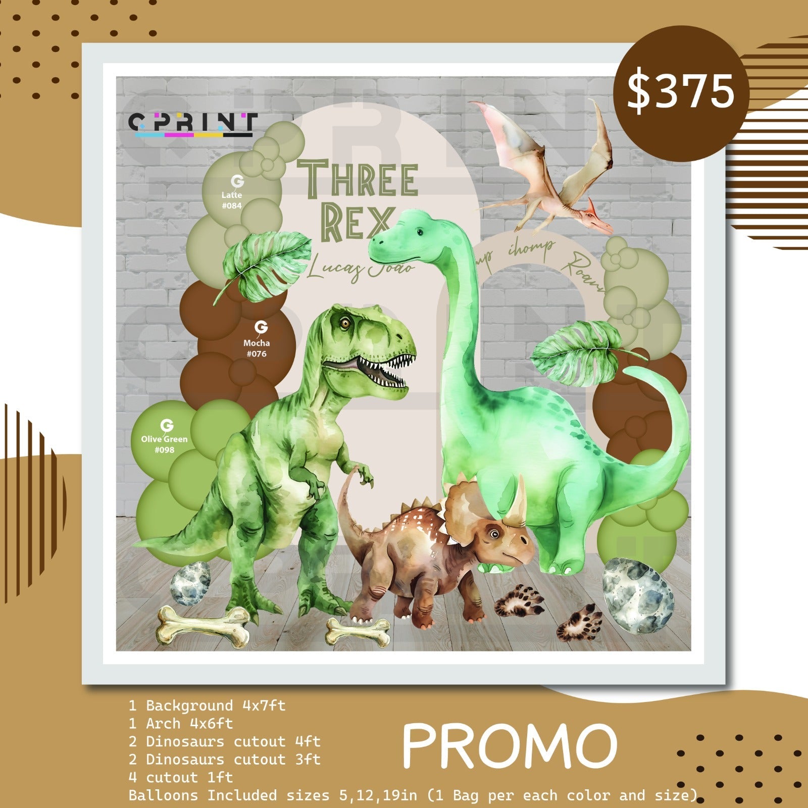Dinosaurs Themed Party Bundle Design - C Print USA