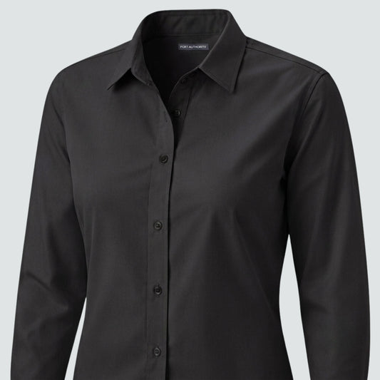 D&J women's perfect fit dress shirts - Black - embroidery - C Print USA