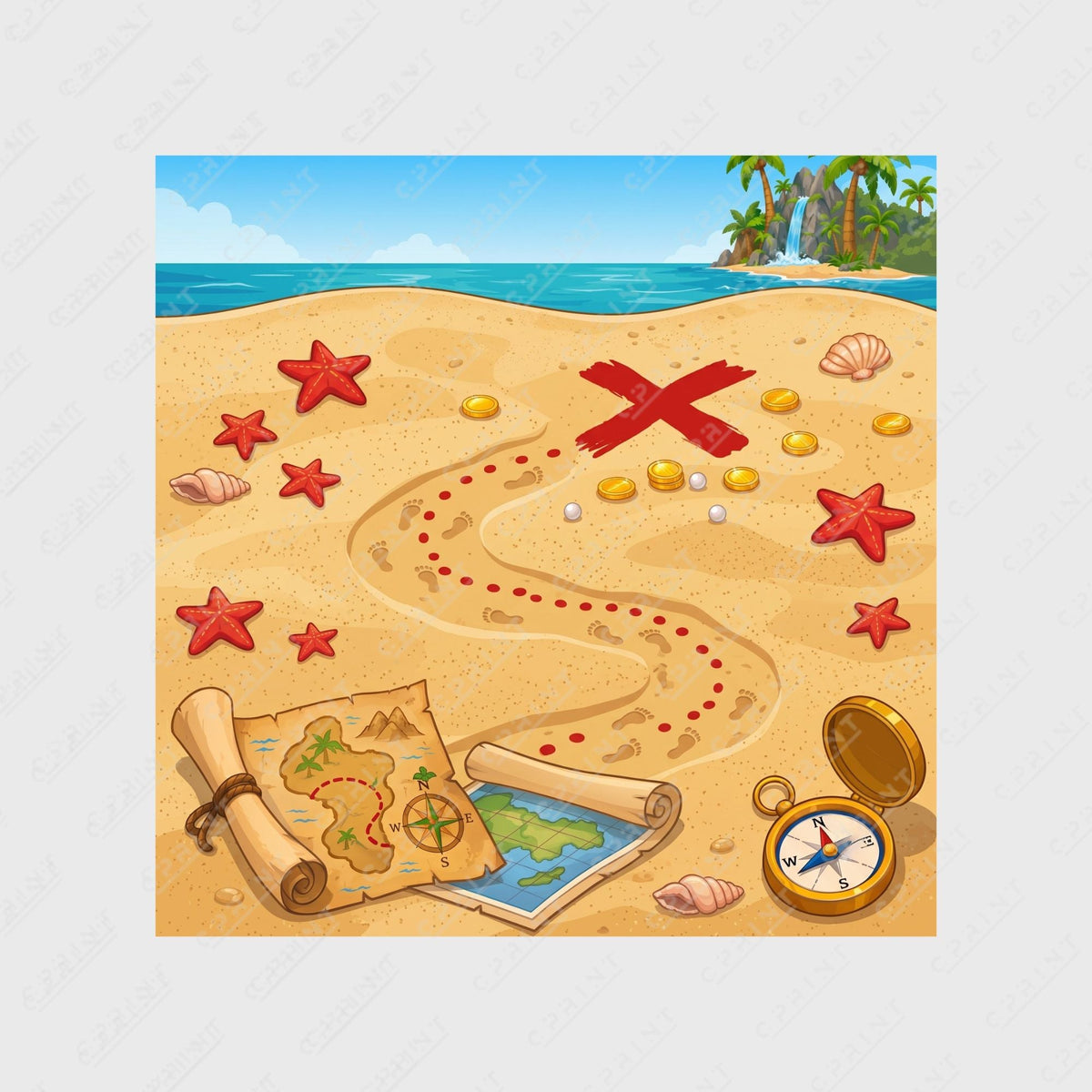Pirate Adventure Printed Party Floor Decals for Event - C Print USA