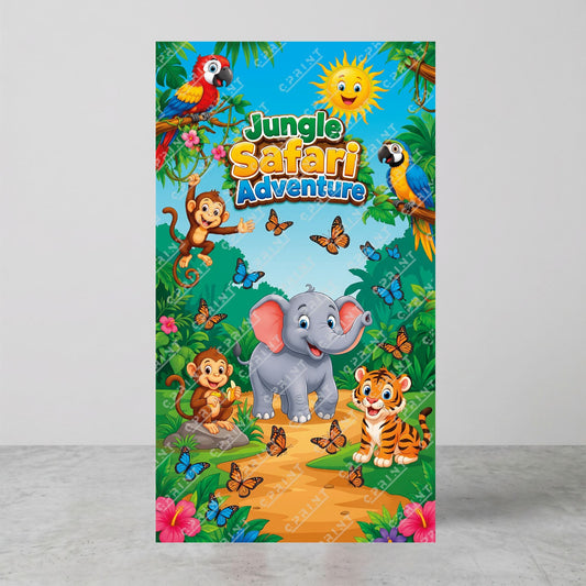 Safari Adventure Birthday Party Backdrop - C Print USA