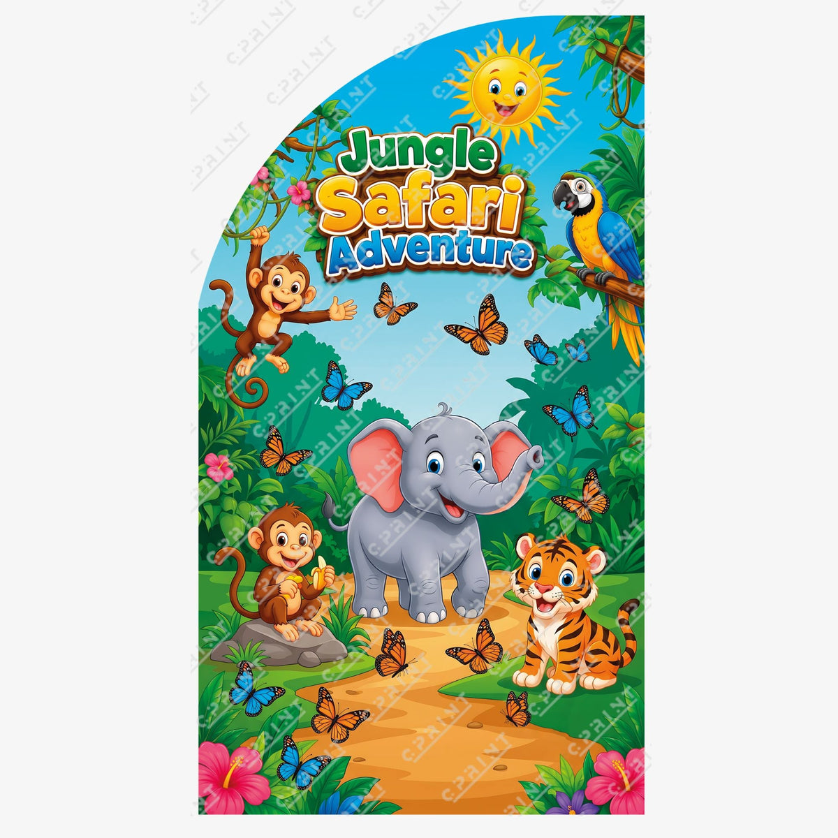 Safari Adventure Left Offset Arch Backdrop - C Print USA