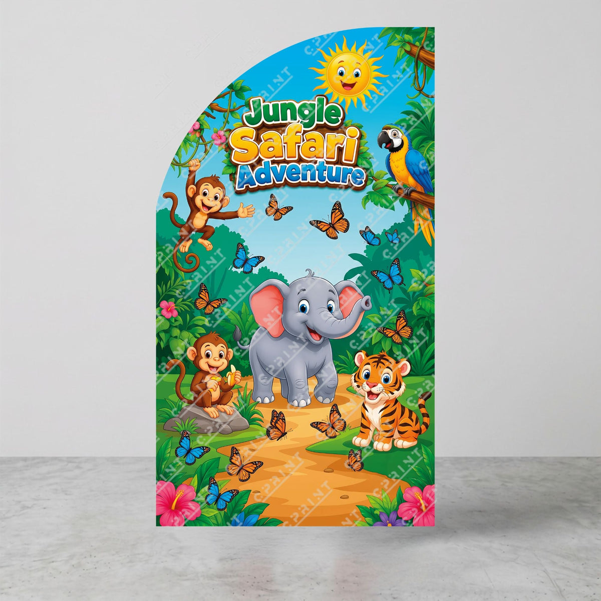 Safari Adventure Left Offset Arch Backdrop - C Print USA