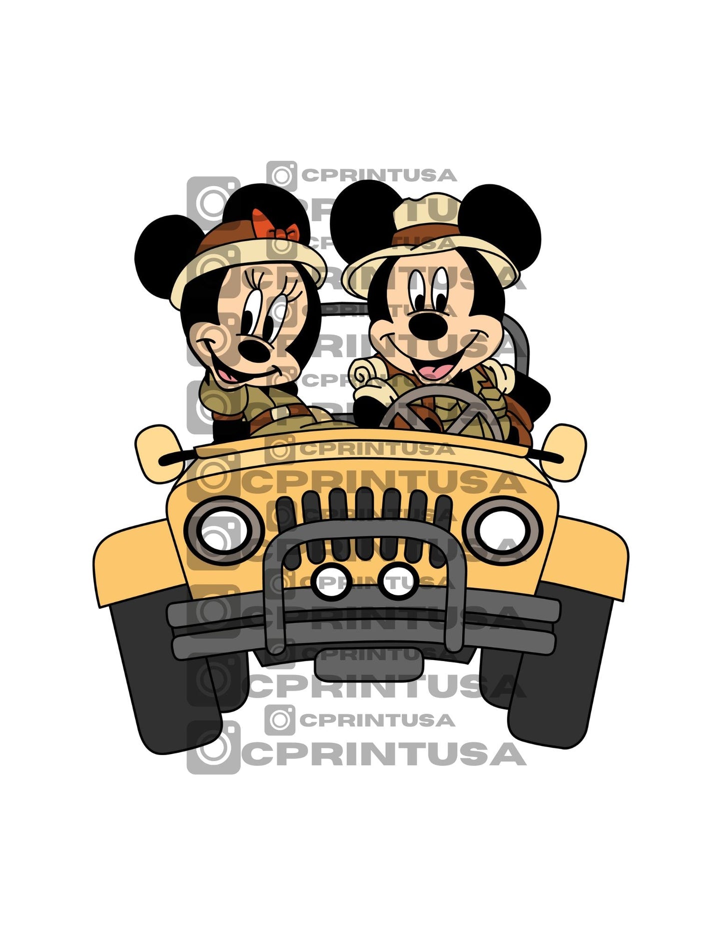 SAFARI JEEP MICKEY AND MINNIE CUT OUT - C Print USA