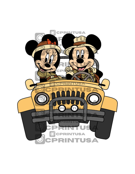 SAFARI JEEP MICKEY AND MINNIE CUT OUT - C Print USA