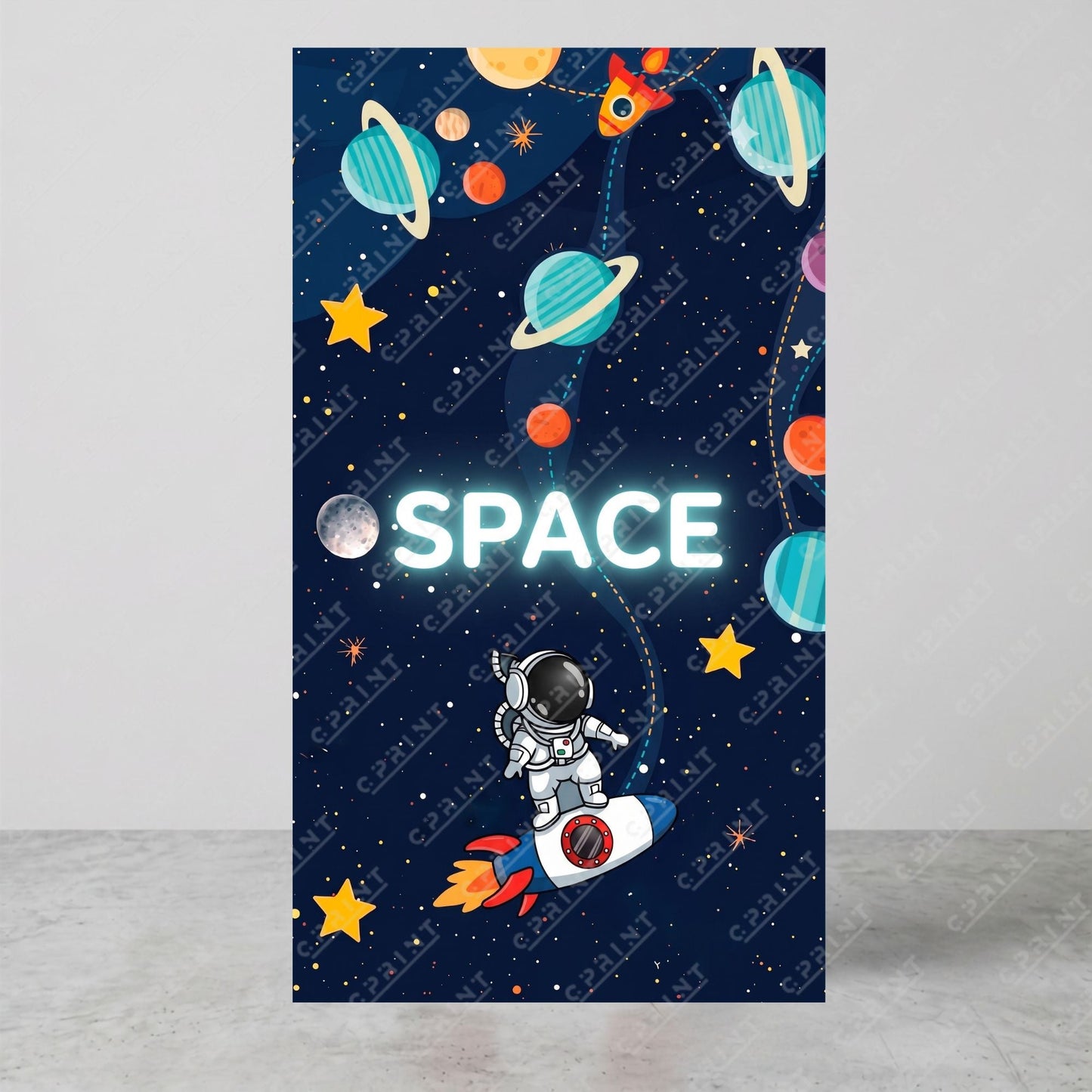 Space Adventure Birthday Party Backdrop - C Print USA