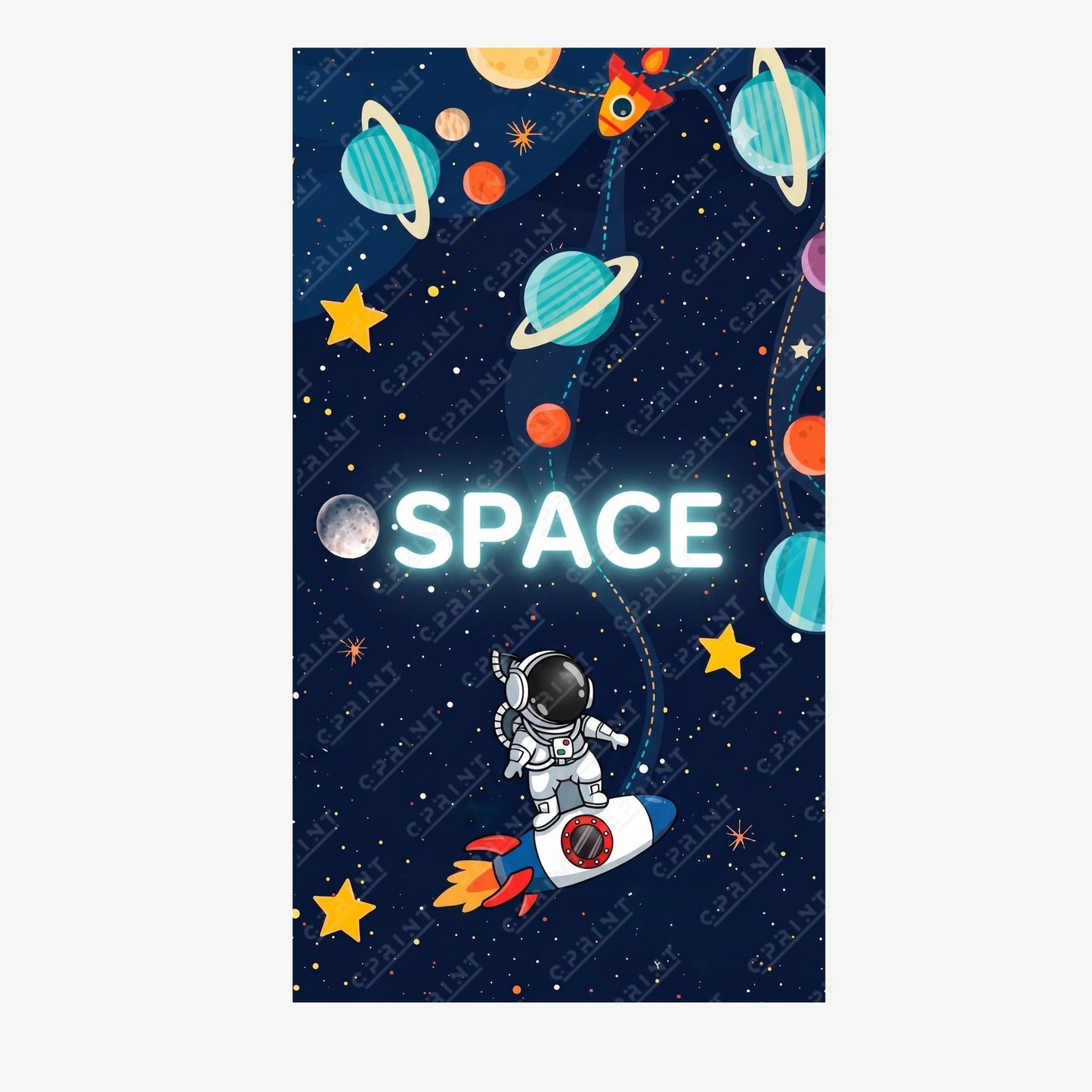 Space Adventure Birthday Party Backdrop - C Print USA