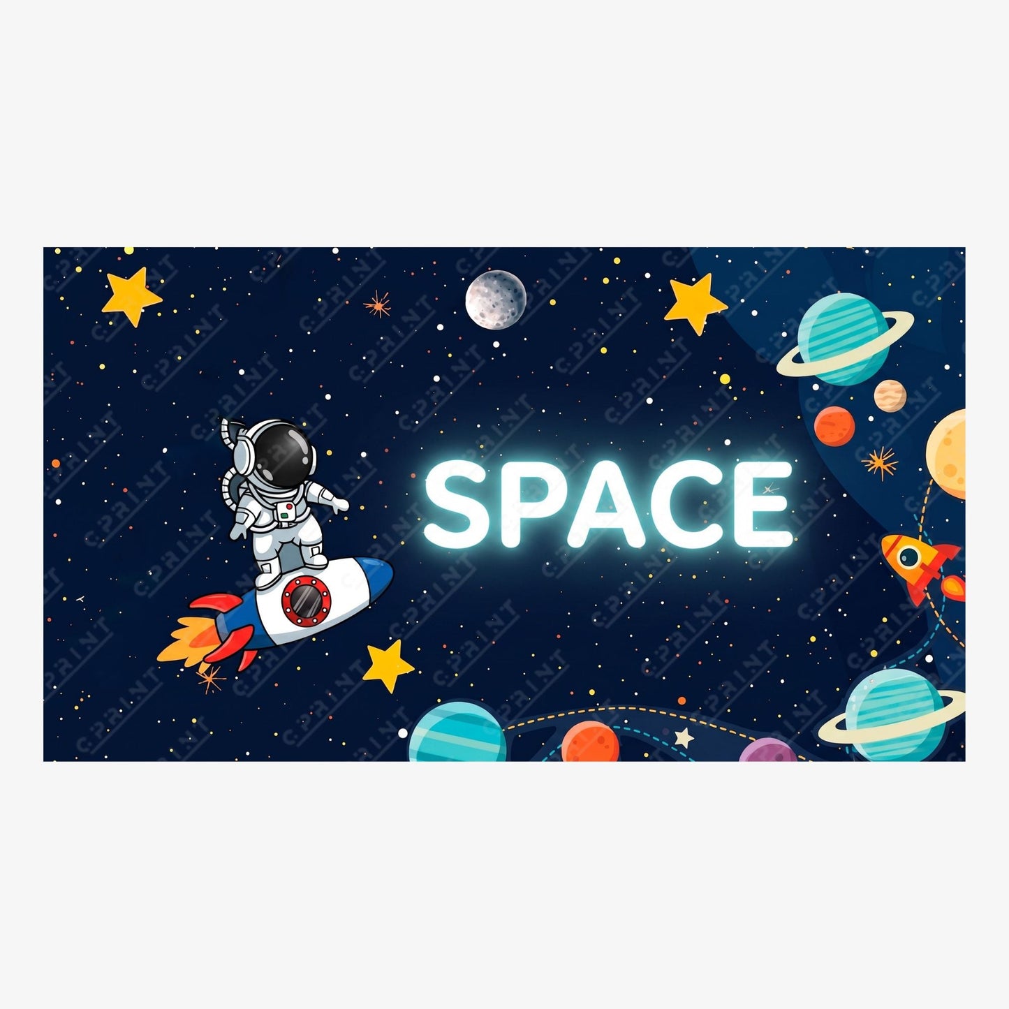 Space Adventure Birthday Party Horizontal Backdrop - C Print USA