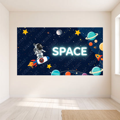 Space Adventure Birthday Party Horizontal Backdrop - C Print USA
