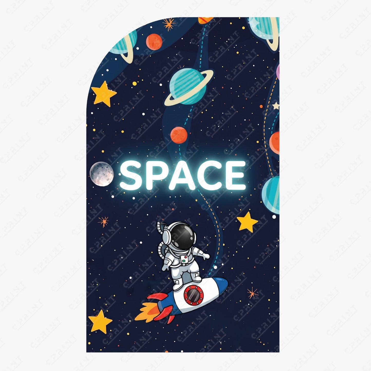 Space Adventure Left Offset Arch Backdrop - C Print USA