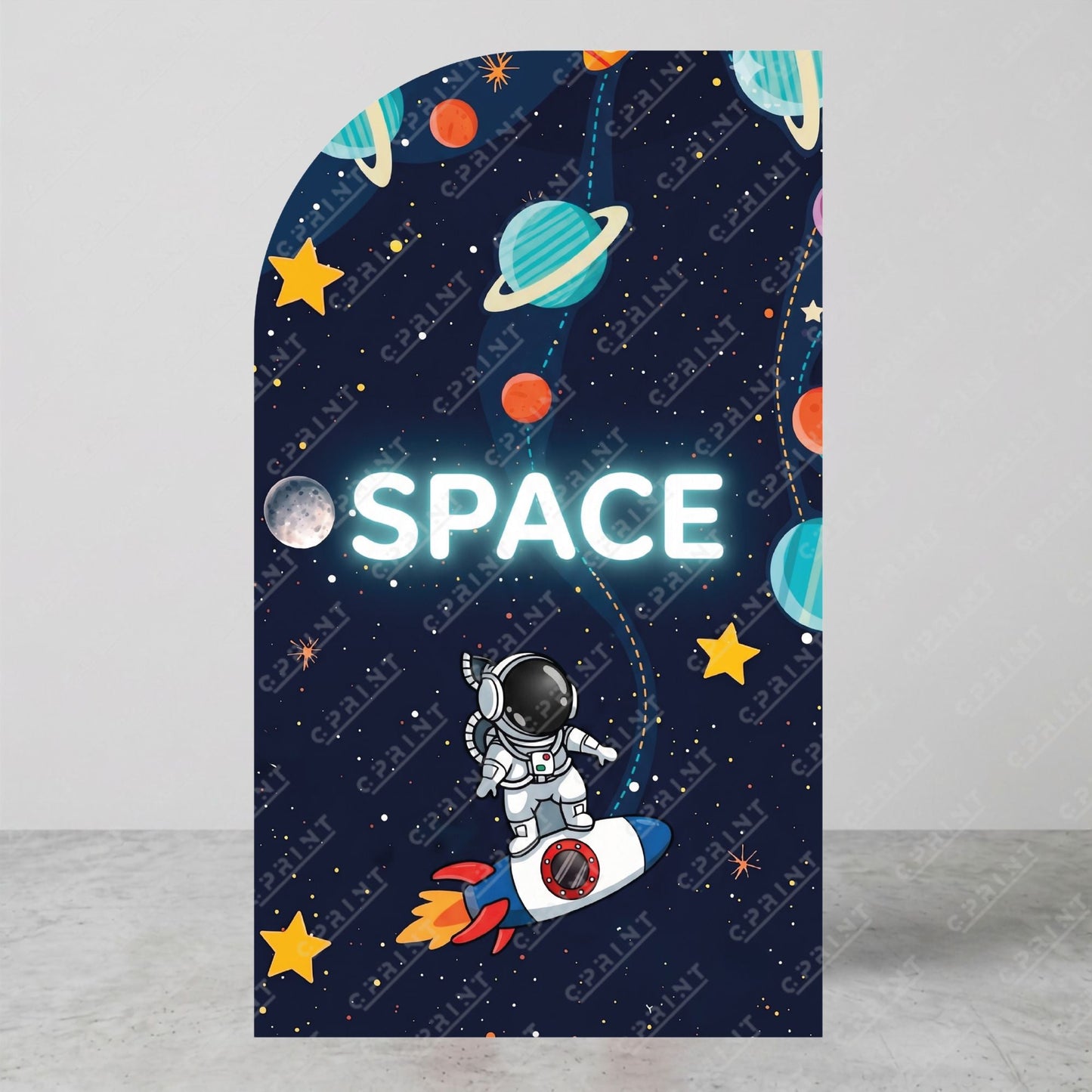 Space Adventure Left Offset Arch Backdrop - C Print USA
